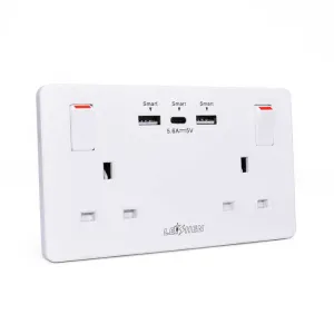 قابس حائط ذكي من leeshen Google Home, . Leeshen Google Home Smart Wall Plug, Dual Gang Wall