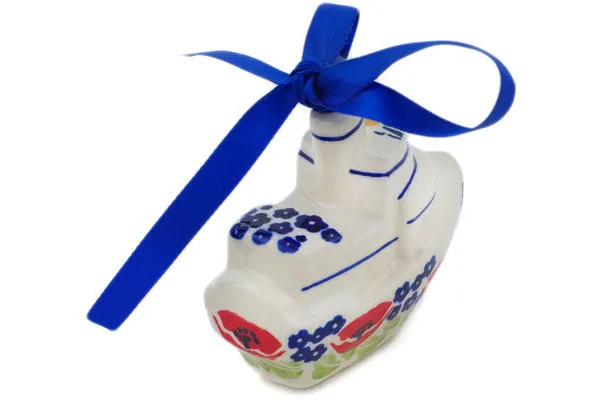 3" Boat Ornament - Wild Poppies