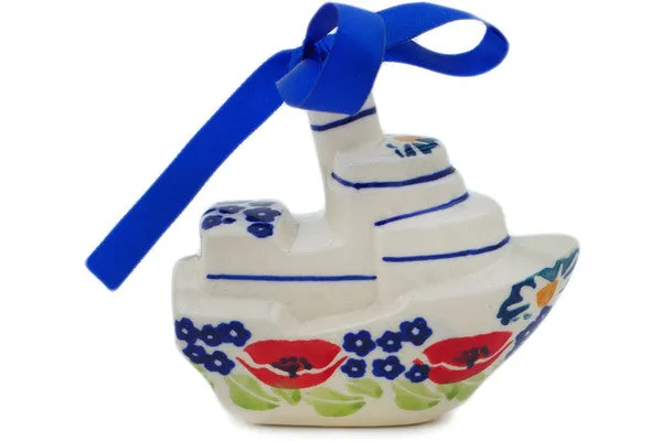 3" Boat Ornament - Wild Poppies