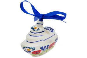 3" Boat Ornament - Wild Poppies
