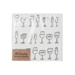 4" Square Paper Cocktail Napkins With Wine Art (50)