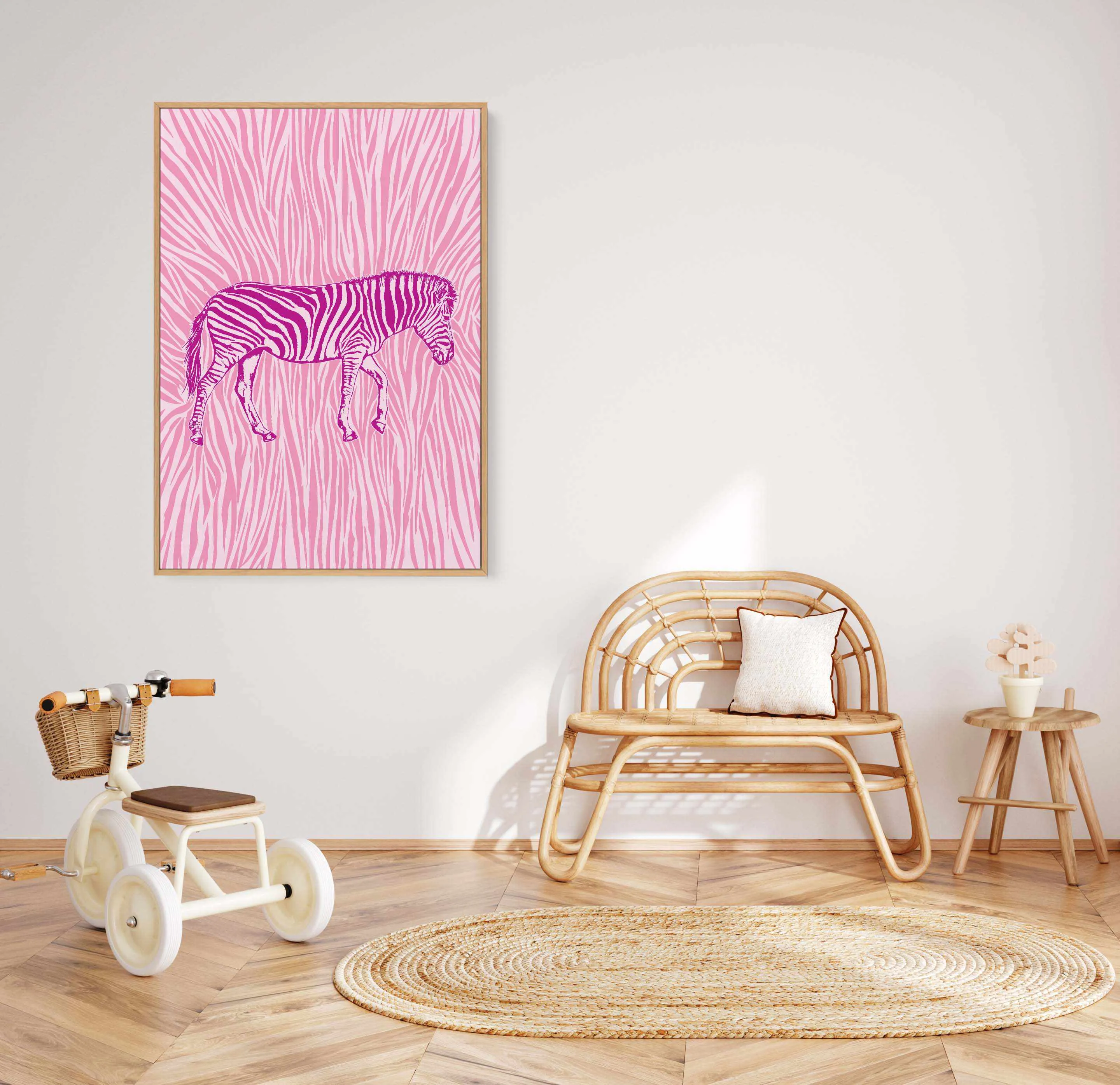 African Zebra Striking Camouflage by Carlo Kaminski | Framed Canvas Art Print