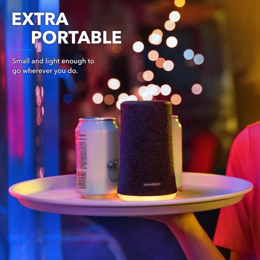 Anker Soundcore Flare Mini Bluetooth Speaker, Outdoor Bluetooth Speaker, IPX7 Waterproof for Outdoor Parties, LED Light Show with 360° Sound and BassUp Technology