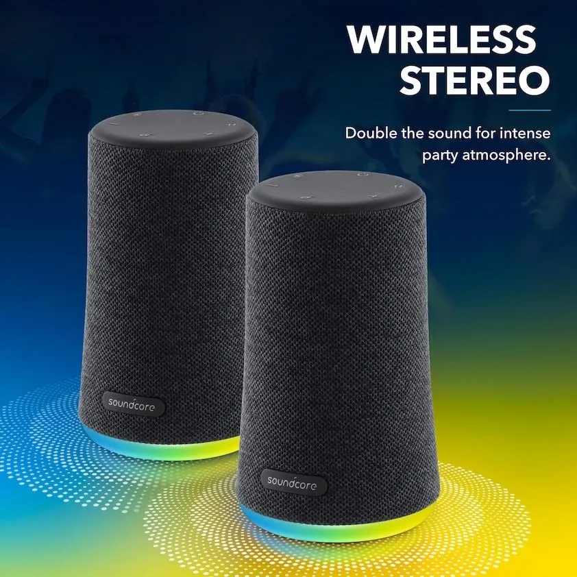 Anker Soundcore Flare Mini Bluetooth Speaker, Outdoor Bluetooth Speaker, IPX7 Waterproof for Outdoor Parties, LED Light Show with 360° Sound and BassUp Technology
