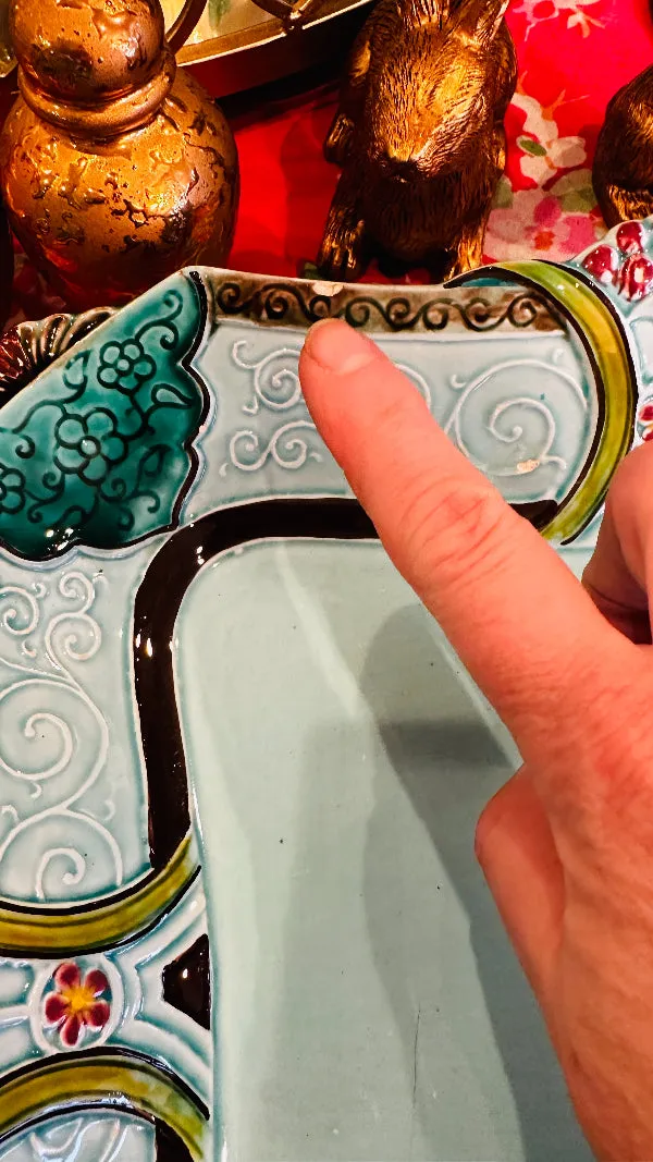 Antique Tray, Early Majolica Pottery, RARE (chip)