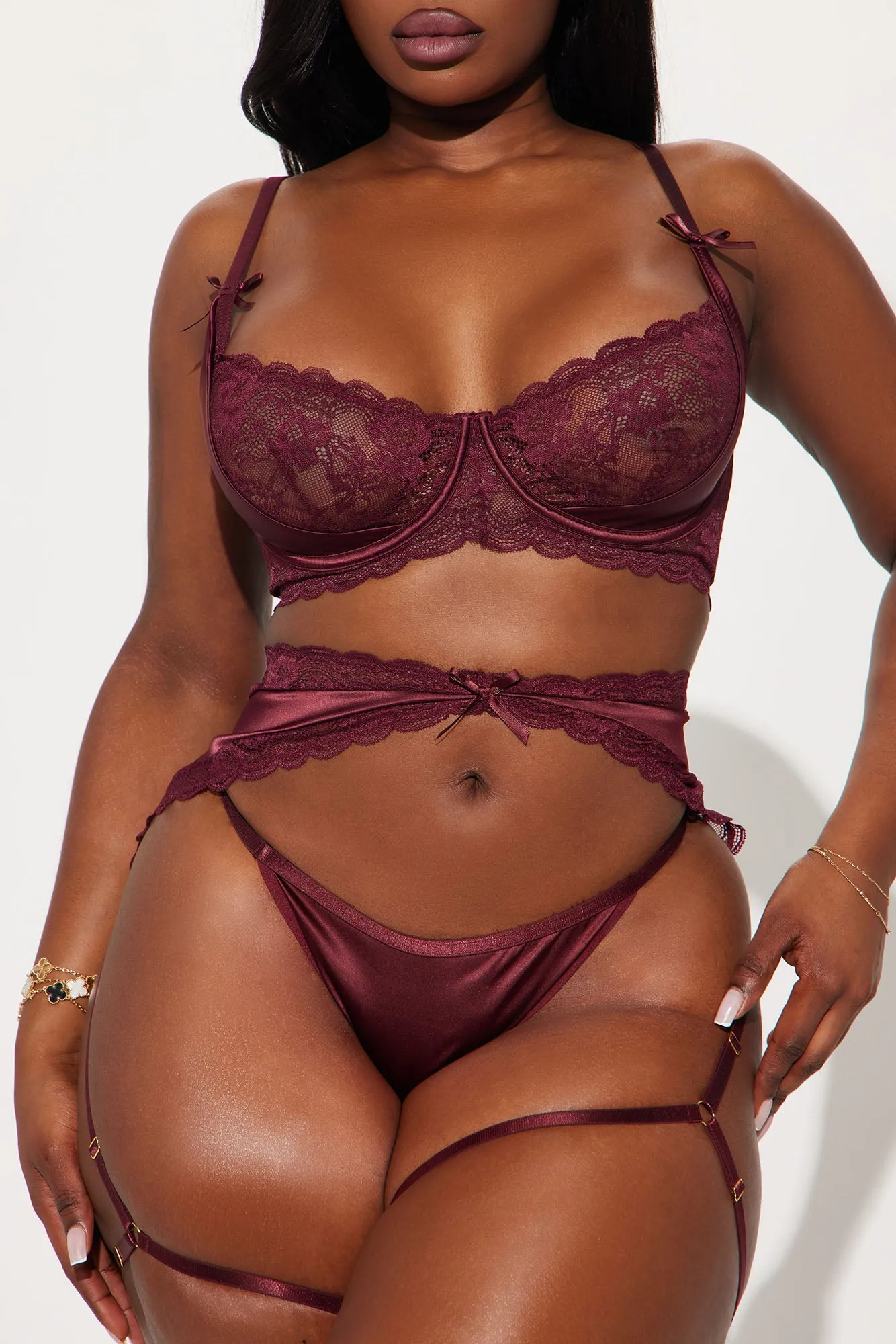 Anywhere With You Satin 3 Piece Set - Wine