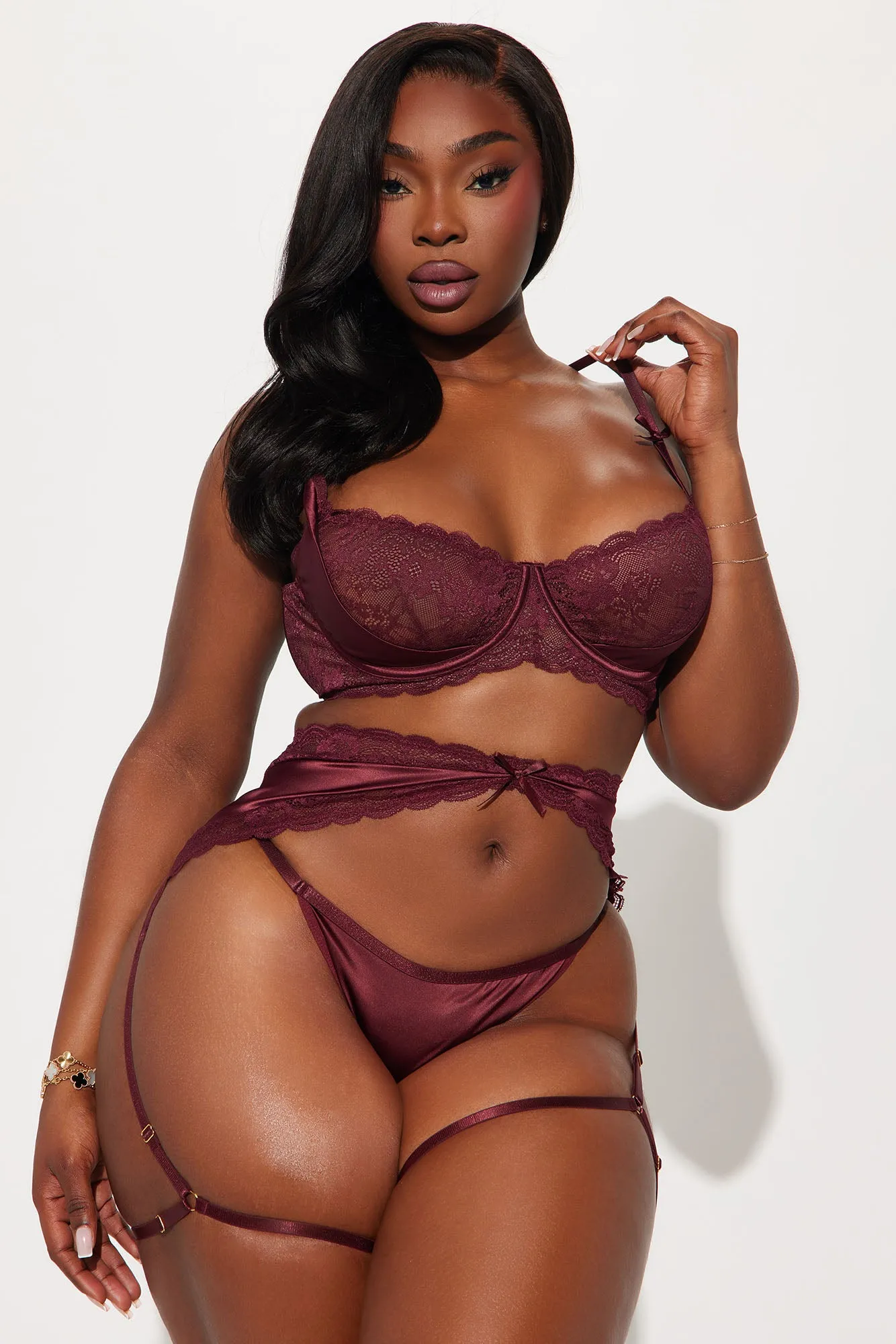 Anywhere With You Satin 3 Piece Set - Wine