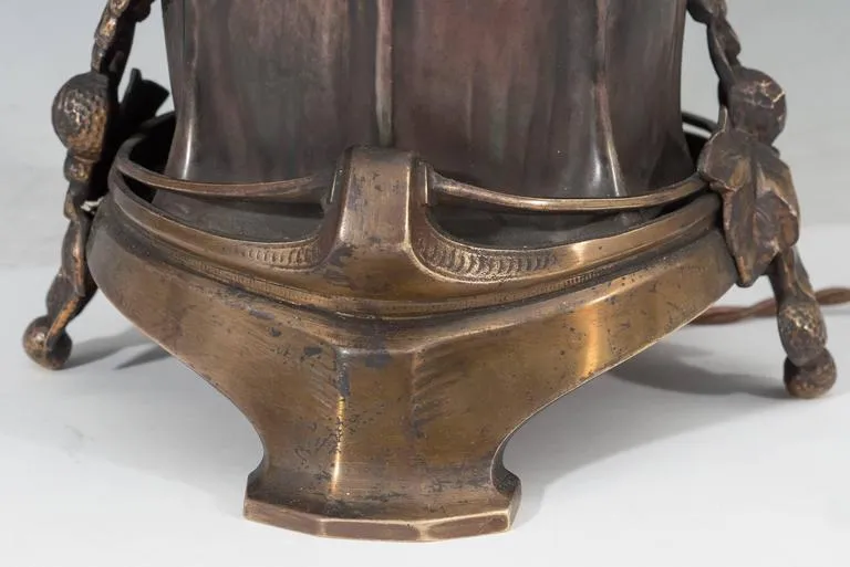 Austrian Art Nouveau  'EDDA' Vase Lamp with Bronze Mounts by Amphora, Signed and Dated