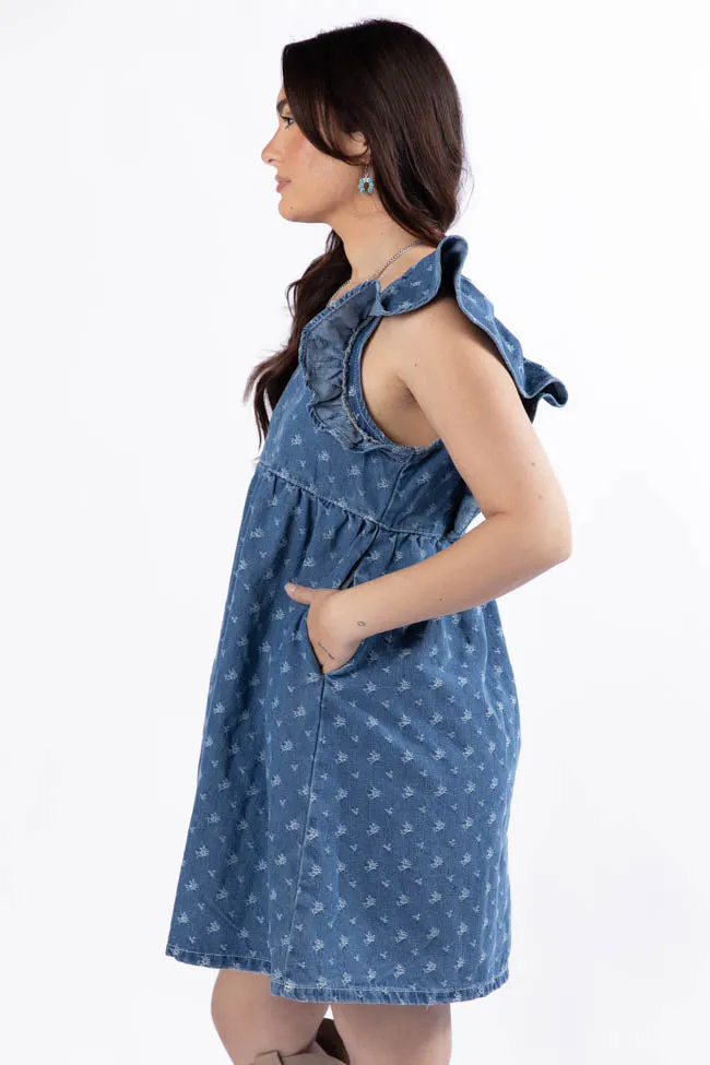 Back Home Burnout Detail Denim Babydoll Dress