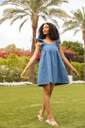 Back Home Burnout Detail Denim Babydoll Dress