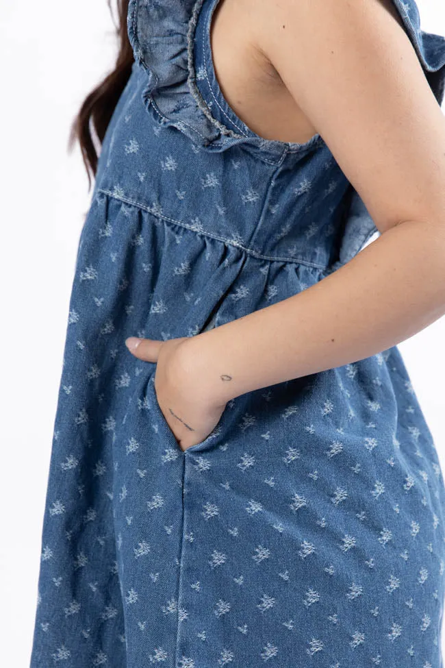 Back Home Burnout Detail Denim Babydoll Dress