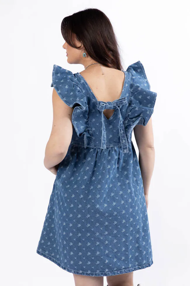 Back Home Burnout Detail Denim Babydoll Dress