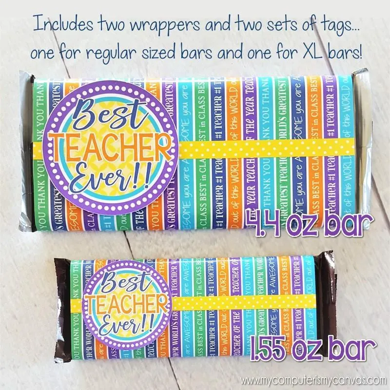 BEST TEACHER EVER Candy Bar Wrapper PRINTABLE
