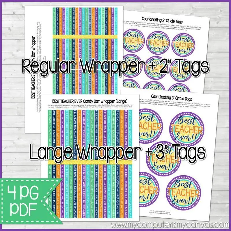 BEST TEACHER EVER Candy Bar Wrapper PRINTABLE