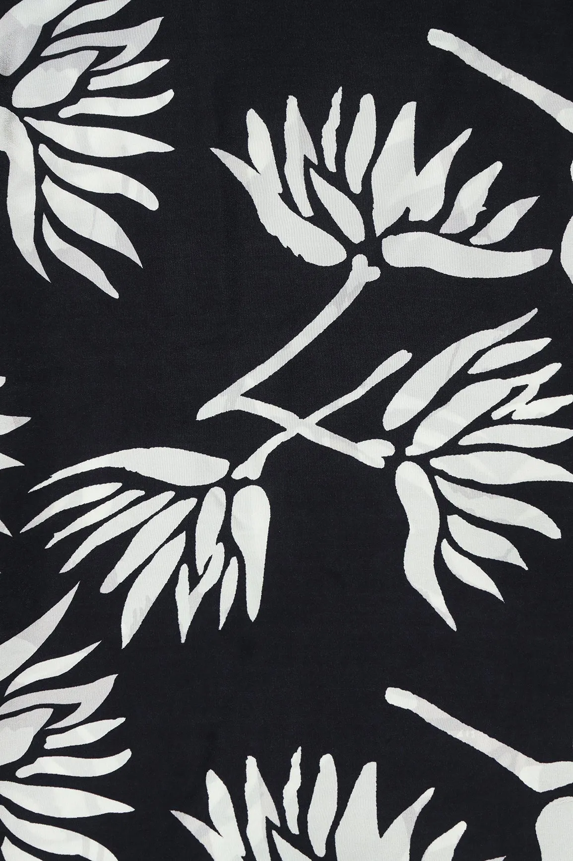 Black And Pastel Olive Floral Pattern Digital Print On Pure Crepe Fabric