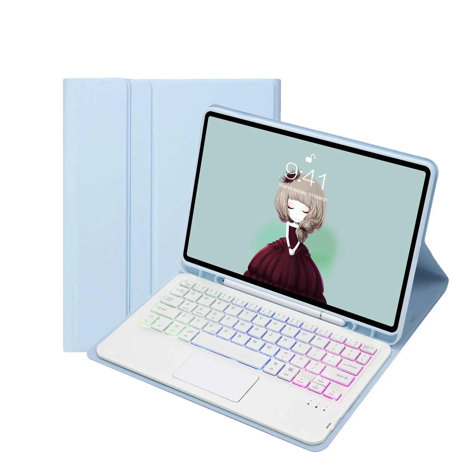 Bluetooth Keyboard Leather Case For Ipad Pro 11 - Touch Pad Backlight Skin Feel