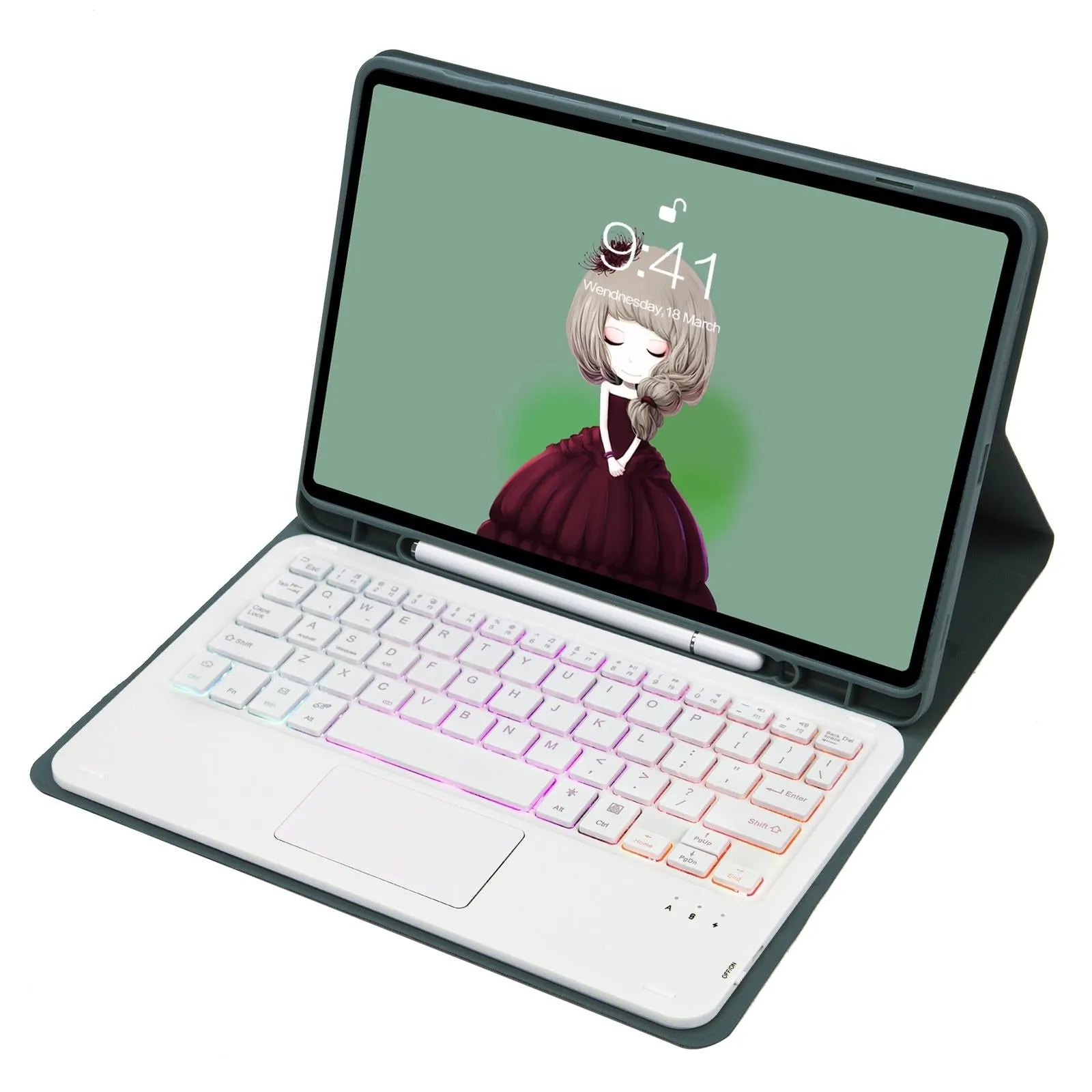 Bluetooth Keyboard Leather Case For Ipad Pro 11 - Touch Pad Backlight Skin Feel