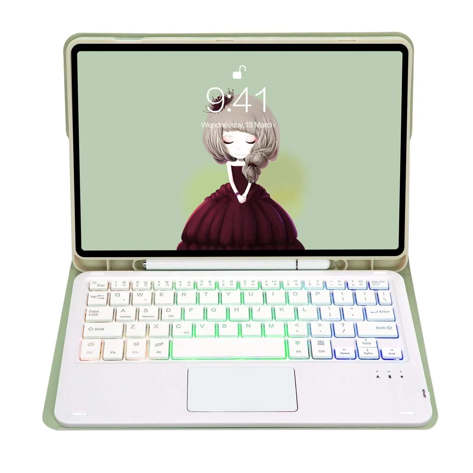 Bluetooth Keyboard Leather Case For Ipad Pro 11 - Touch Pad Backlight Skin Feel