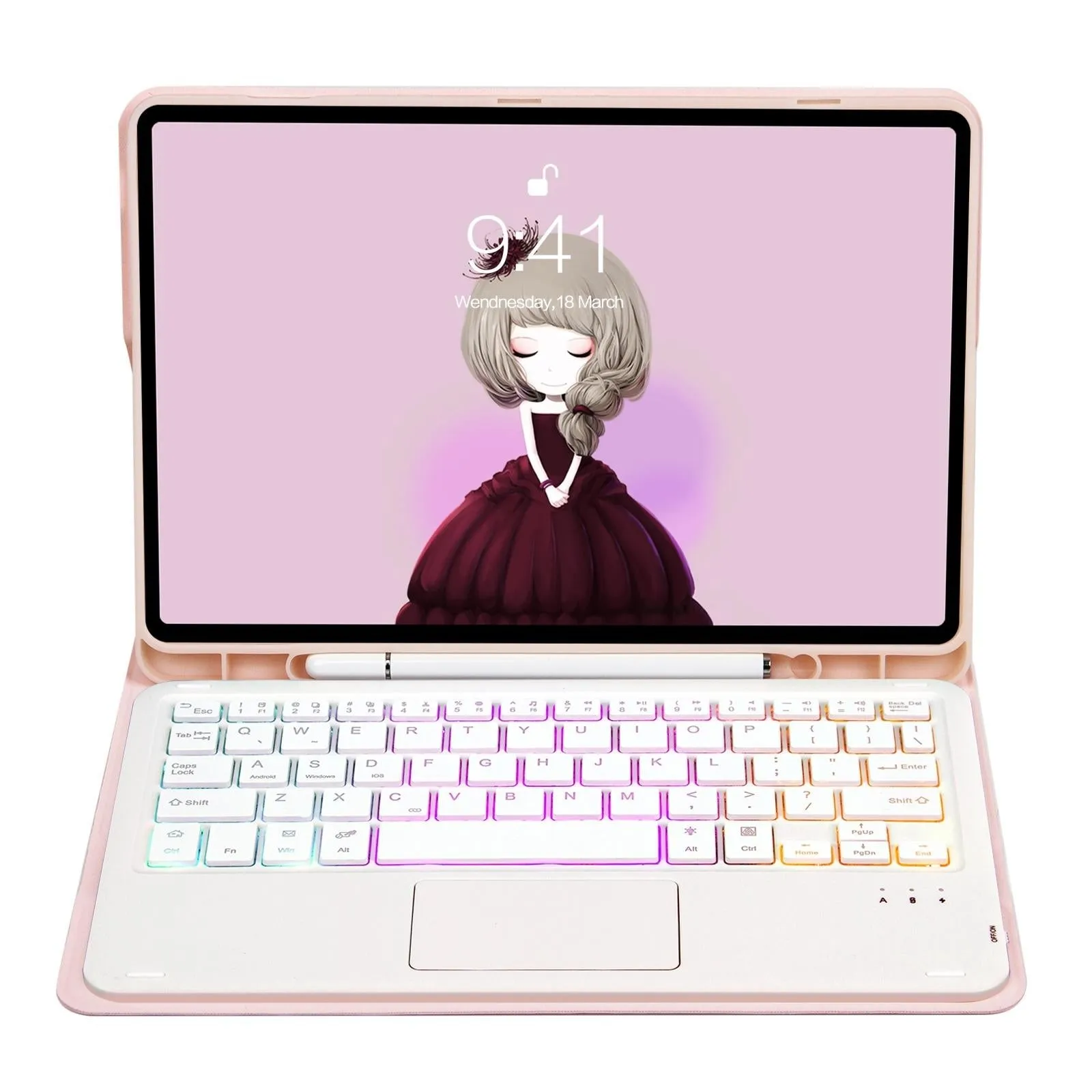 Bluetooth Keyboard Leather Case For Ipad Pro 11 - Touch Pad Backlight Skin Feel