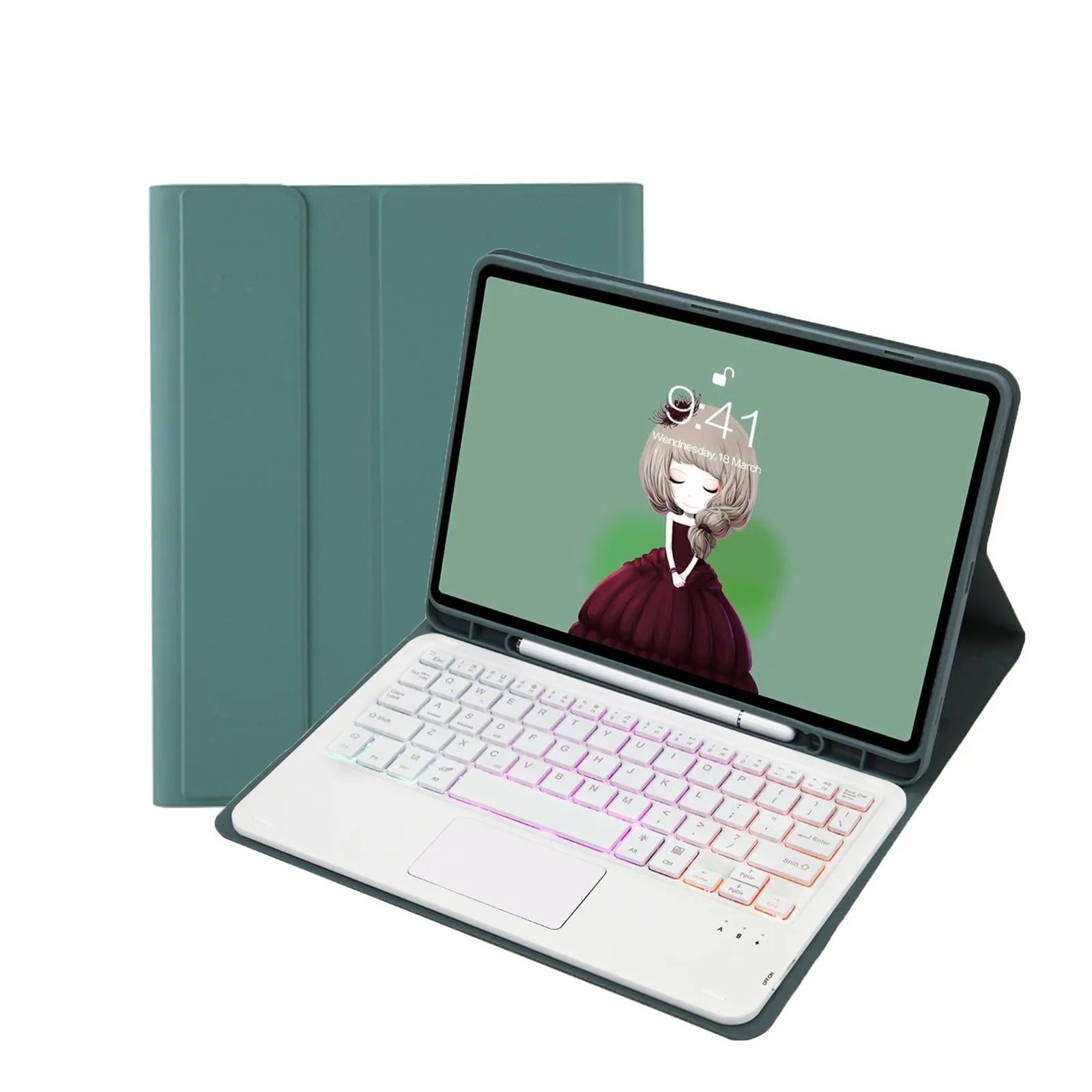 Bluetooth Keyboard Leather Case For Ipad Pro 11 - Touch Pad Backlight Skin Feel