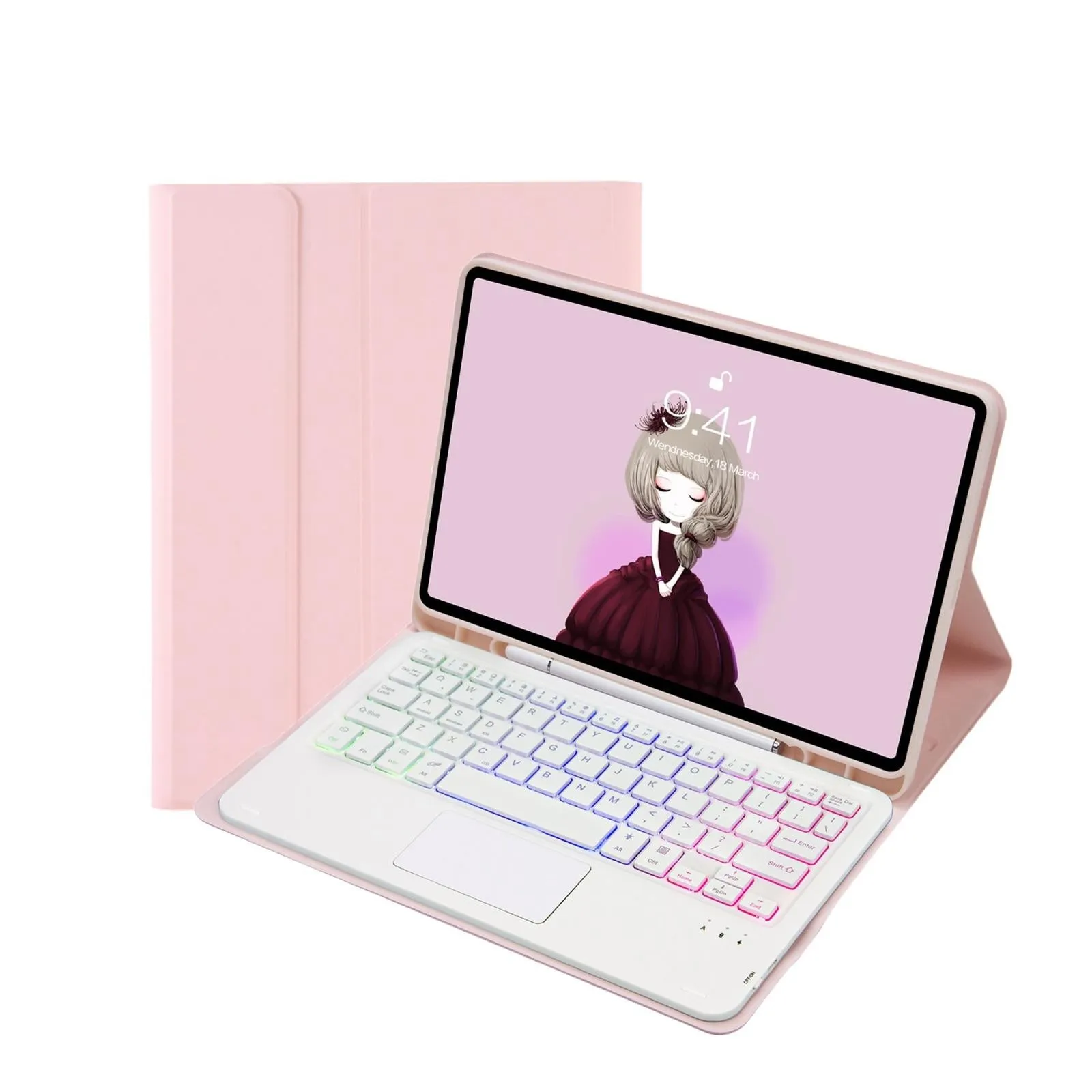 Bluetooth Keyboard Leather Case For Ipad Pro 11 - Touch Pad Backlight Skin Feel