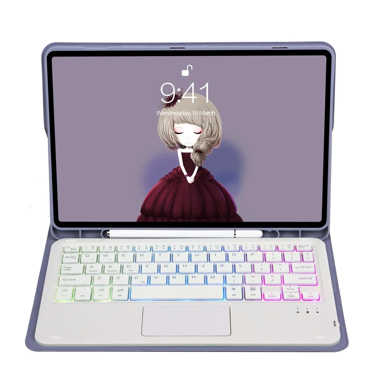 Bluetooth Keyboard Leather Case For Ipad Pro 11 - Touch Pad Backlight Skin Feel