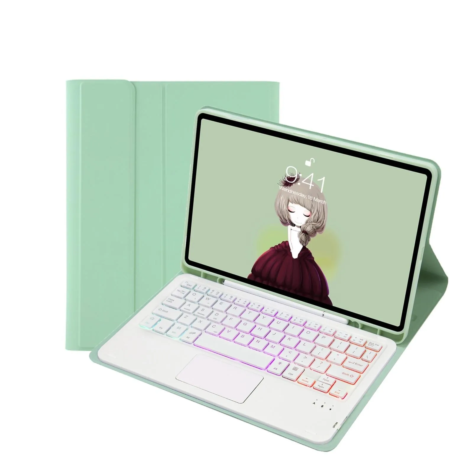 Bluetooth Keyboard Leather Case For Ipad Pro 11 - Touch Pad Backlight Skin Feel