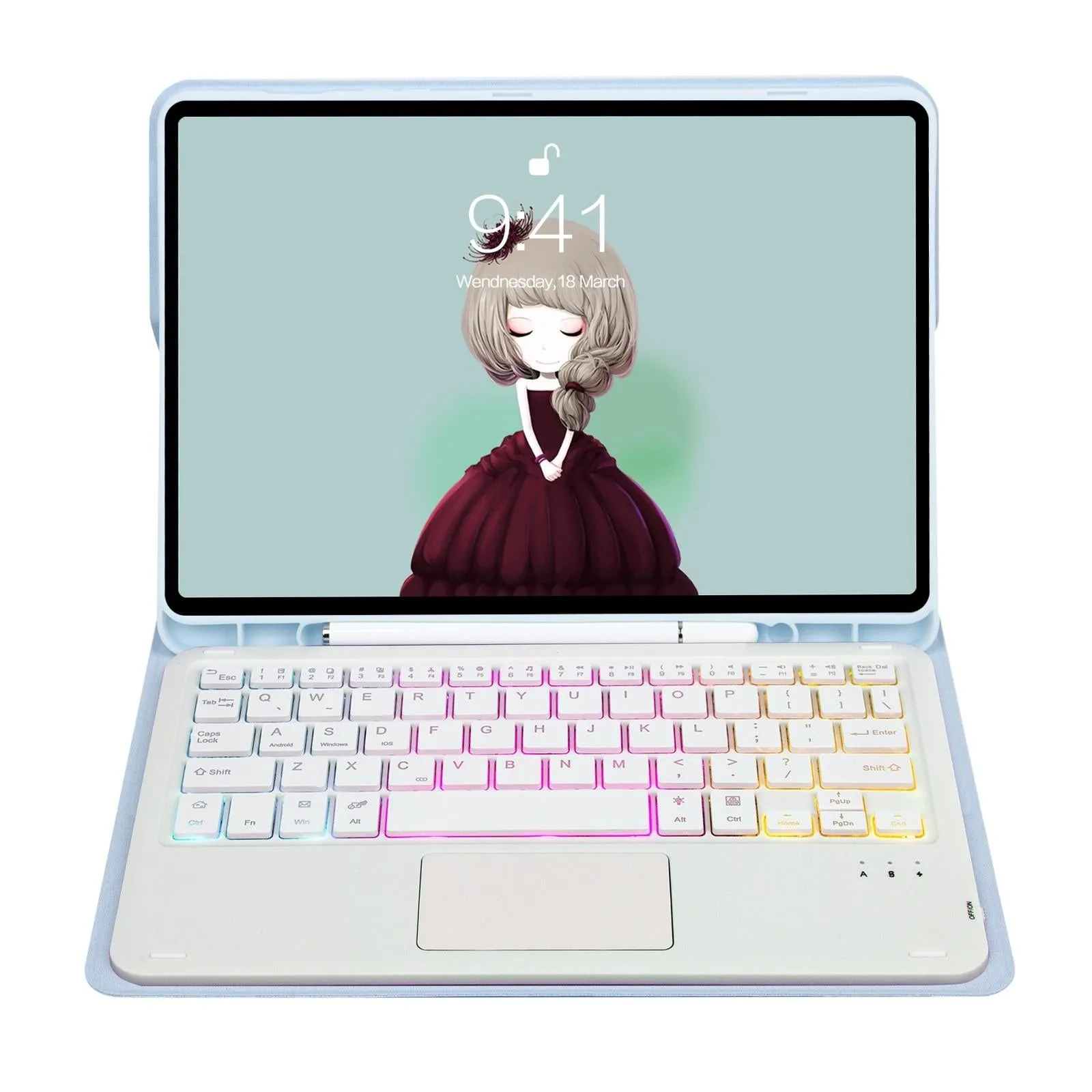 Bluetooth Keyboard Leather Case For Ipad Pro 11 - Touch Pad Backlight Skin Feel