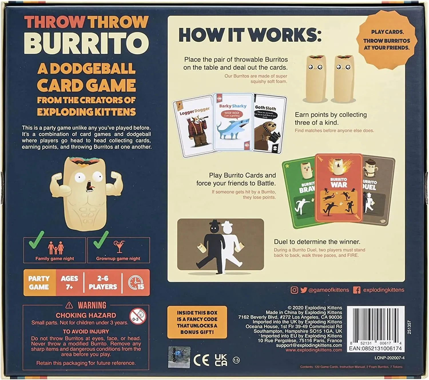 Board game Exploding Kittens Throw Throw Burrito: A Dodgeball Card Game
