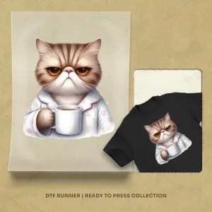Cat Coffee dtf prints