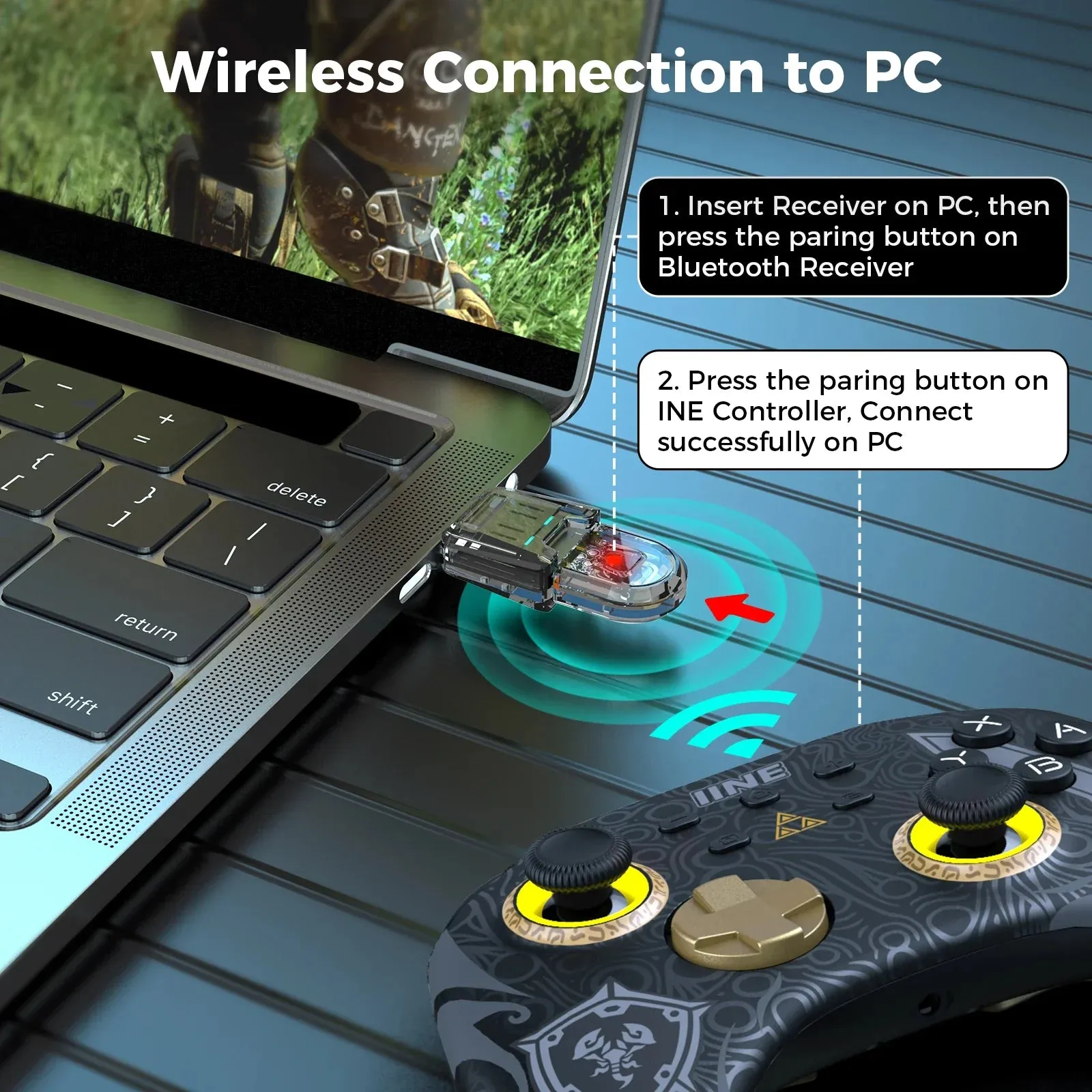 Controller Bluetooth Receiver Wireless Bluetooth Dongle for Switch Controller Pc Connecting