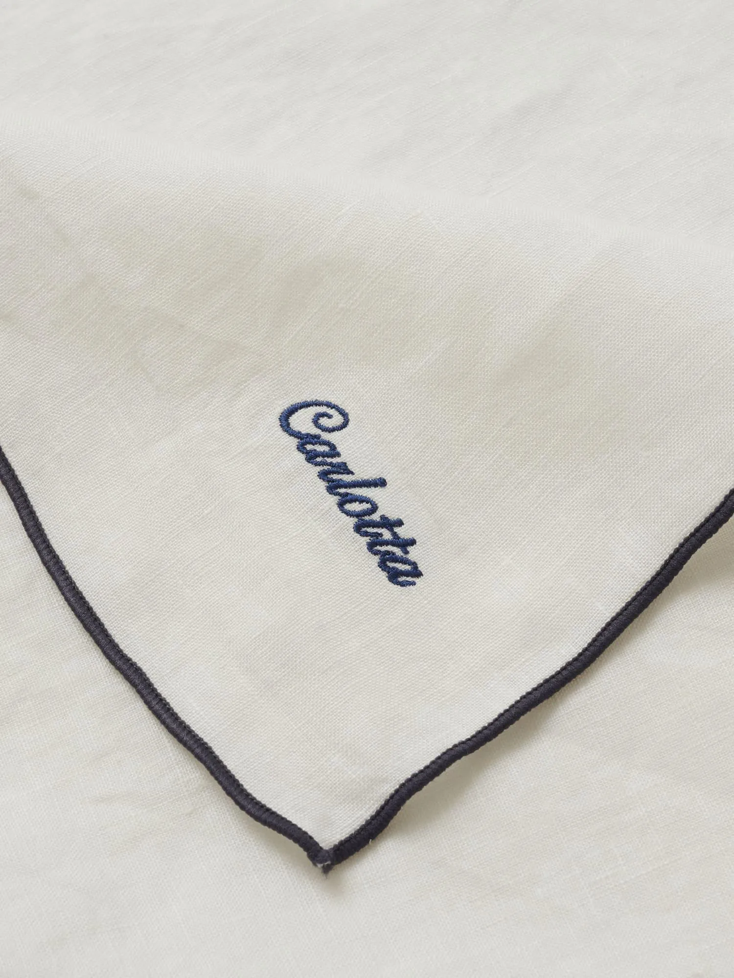 Custom 100% linen napkin set in Rice   Navy