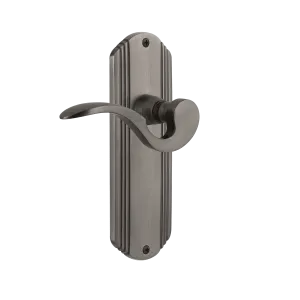 Deco Long Plate with Manor Lever in Antique Pewter
