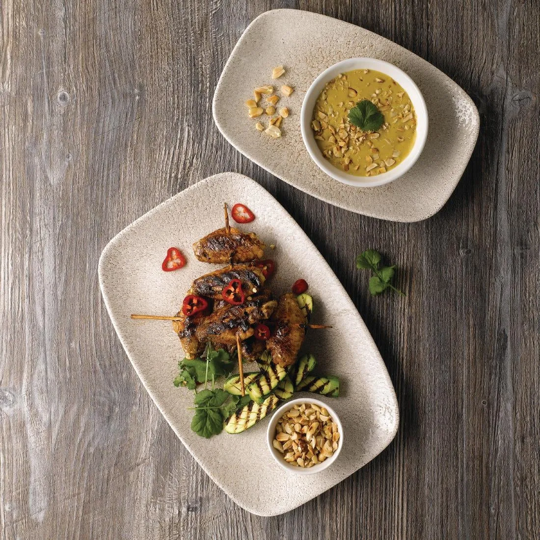 DF903 Churchill Raku Oblong Chef Plates Agate Grey 157 x 237mm (Pack of 12)