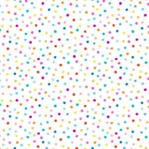 Dovetail Pom Poms Multi on White - FIGO Fabrics 92027-10