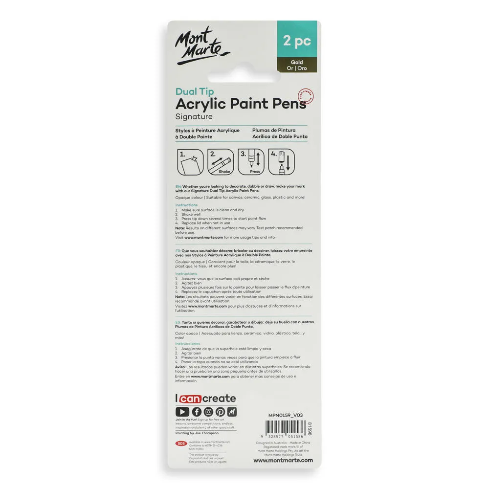 Dual Tip Acrylic Paint Pens Signature Gold 2pc