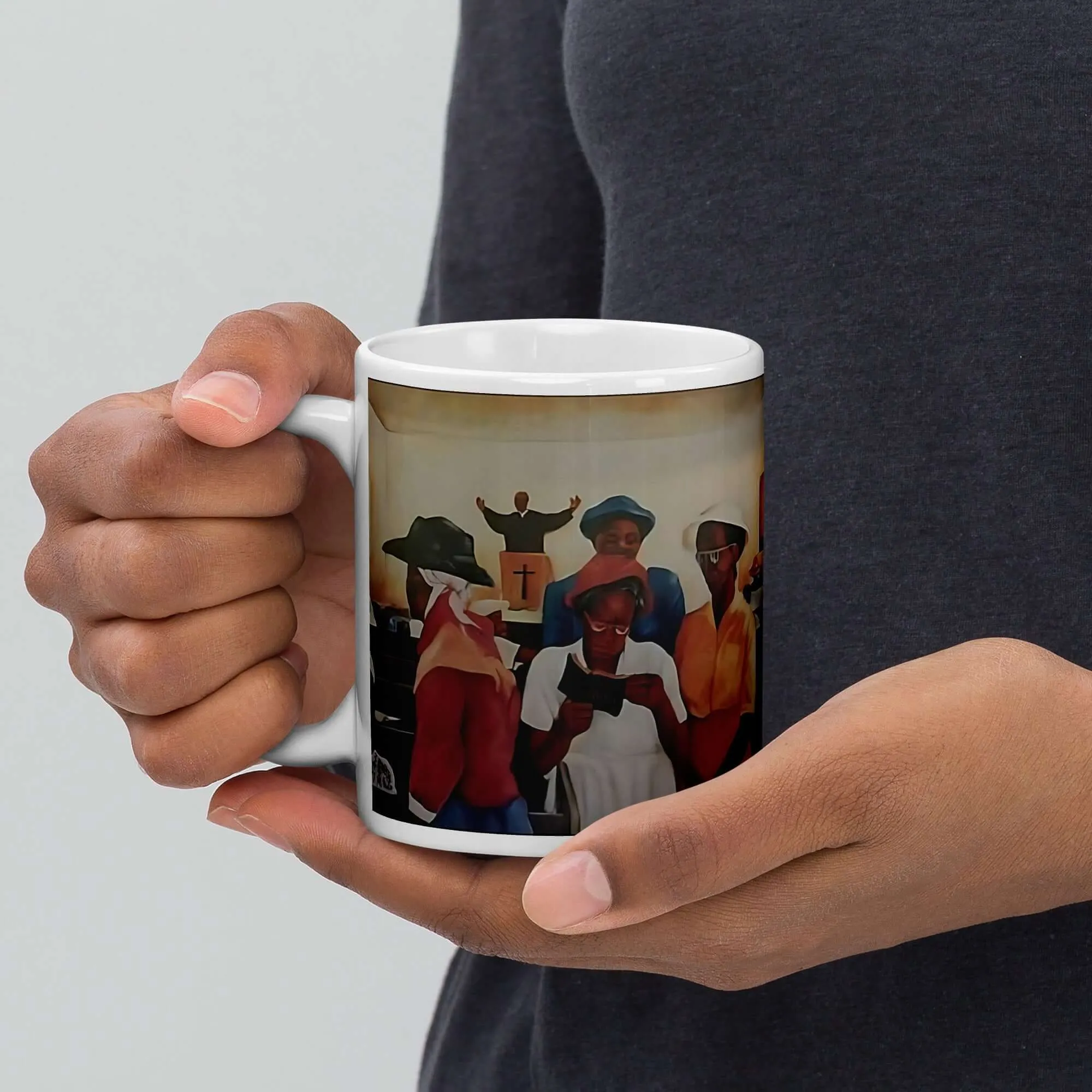 Eleven O'clock Service Ceramic Mug / Coffee or Tea Cup / Black Art / African American Art / Religious Art / Black Church / Positive Black Images