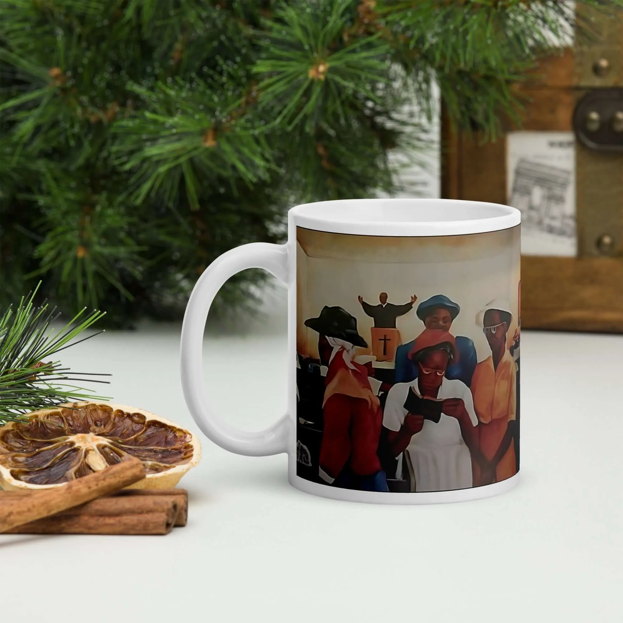 Eleven O'clock Service Ceramic Mug / Coffee or Tea Cup / Black Art / African American Art / Religious Art / Black Church / Positive Black Images