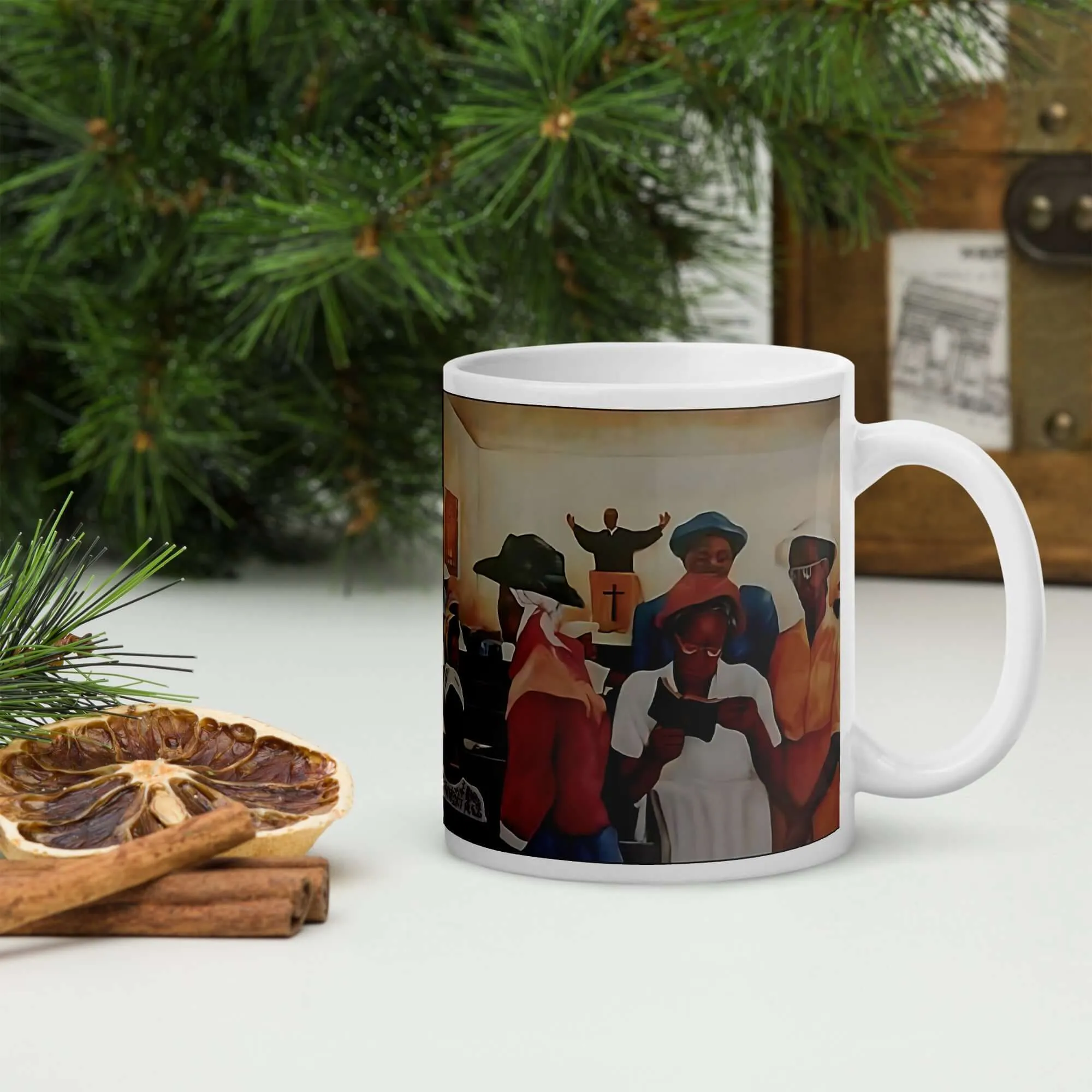 Eleven O'clock Service Ceramic Mug / Coffee or Tea Cup / Black Art / African American Art / Religious Art / Black Church / Positive Black Images