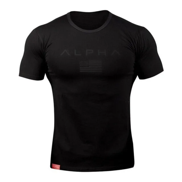 Fitness Tight Cotton T-shirt Mens