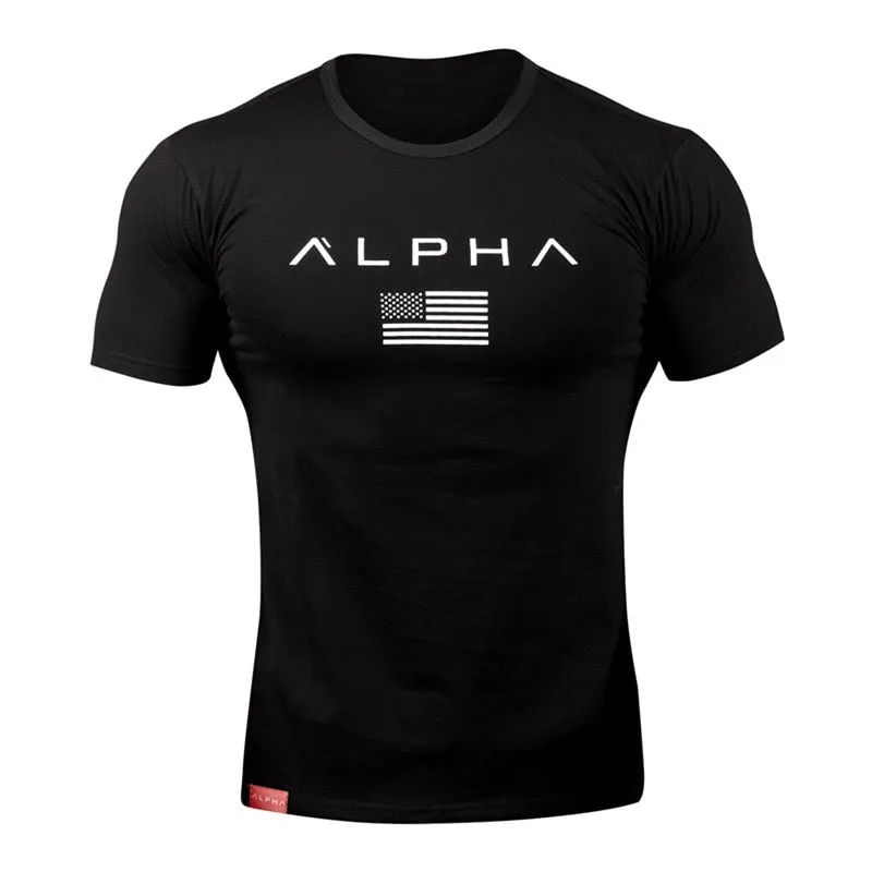 Fitness Tight Cotton T-shirt Mens
