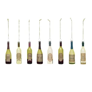 Glass Wine Bottle Ornaments, 8 Styles