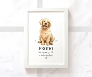 Golden Retriever Personalised Pet Name Print