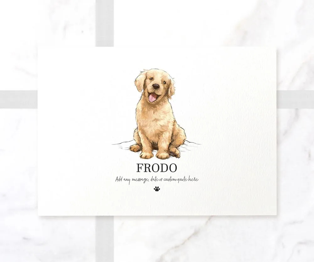 Golden Retriever Personalised Pet Name Print