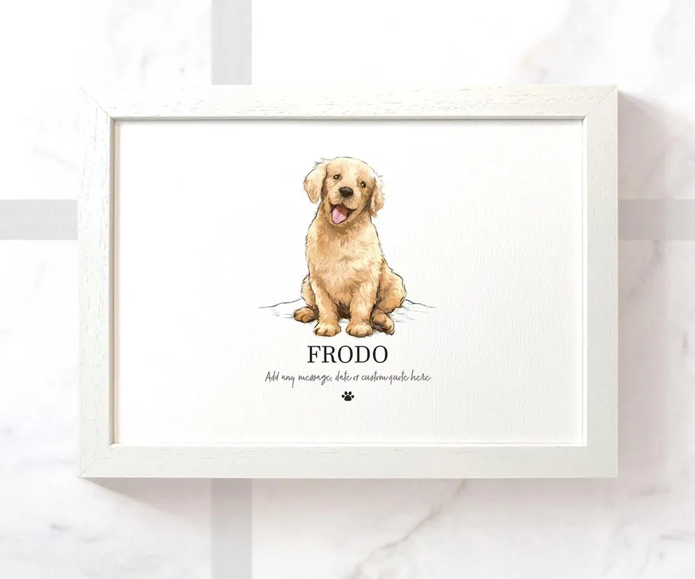 Golden Retriever Personalised Pet Name Print