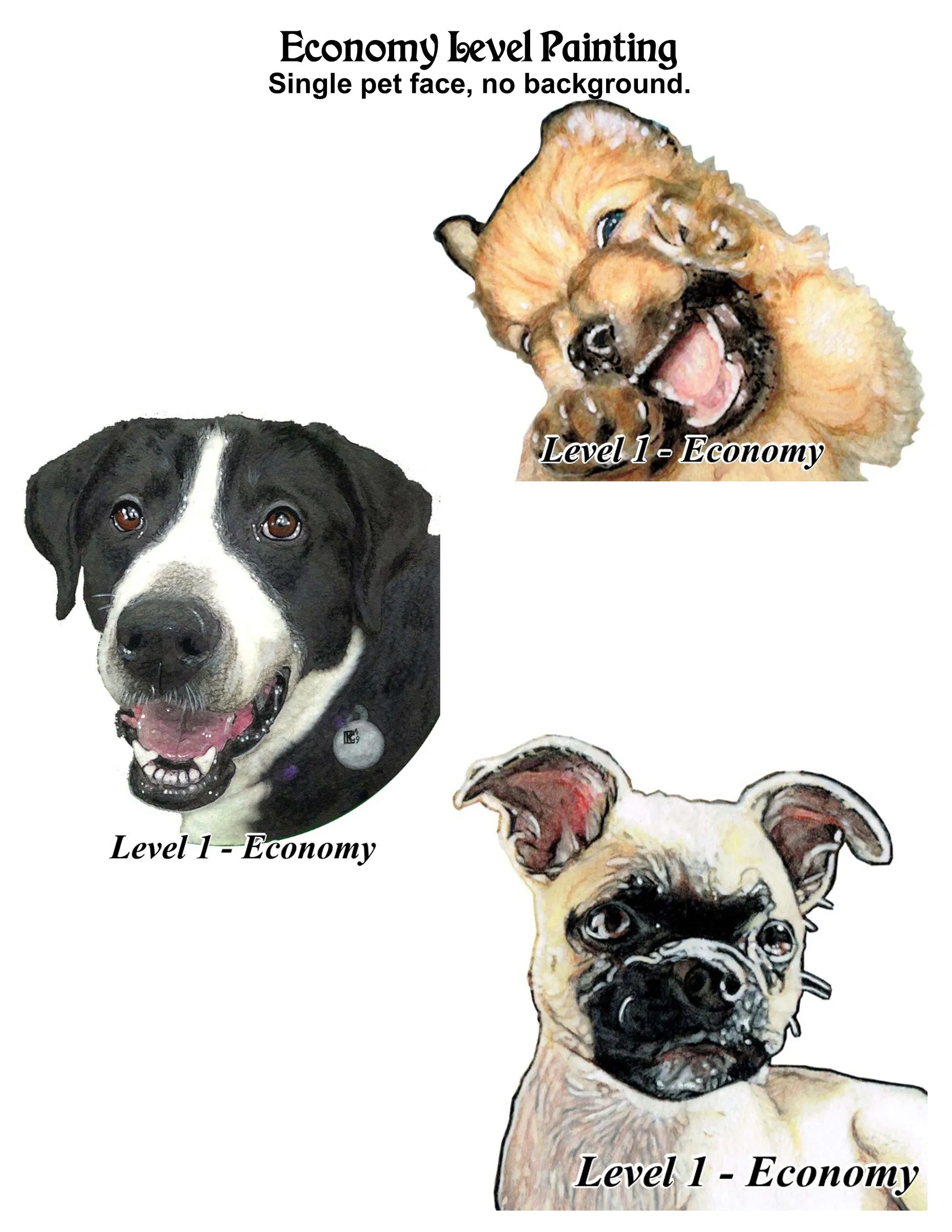 Hand Drawn and Painted Pet Portraits with Optional Cremation Ashes