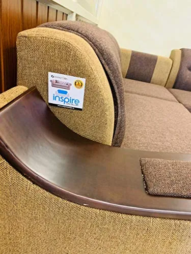 INSPIRE SOFA'S Jute Cloth 2 2 1 1 L Shaped Elephant Sectional Sofa Set for Living Room (Brown&Gold) 6 Seater, 5- to 6-Person Sofa