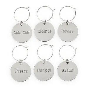 International Cheers Wine Charms - Set of 6