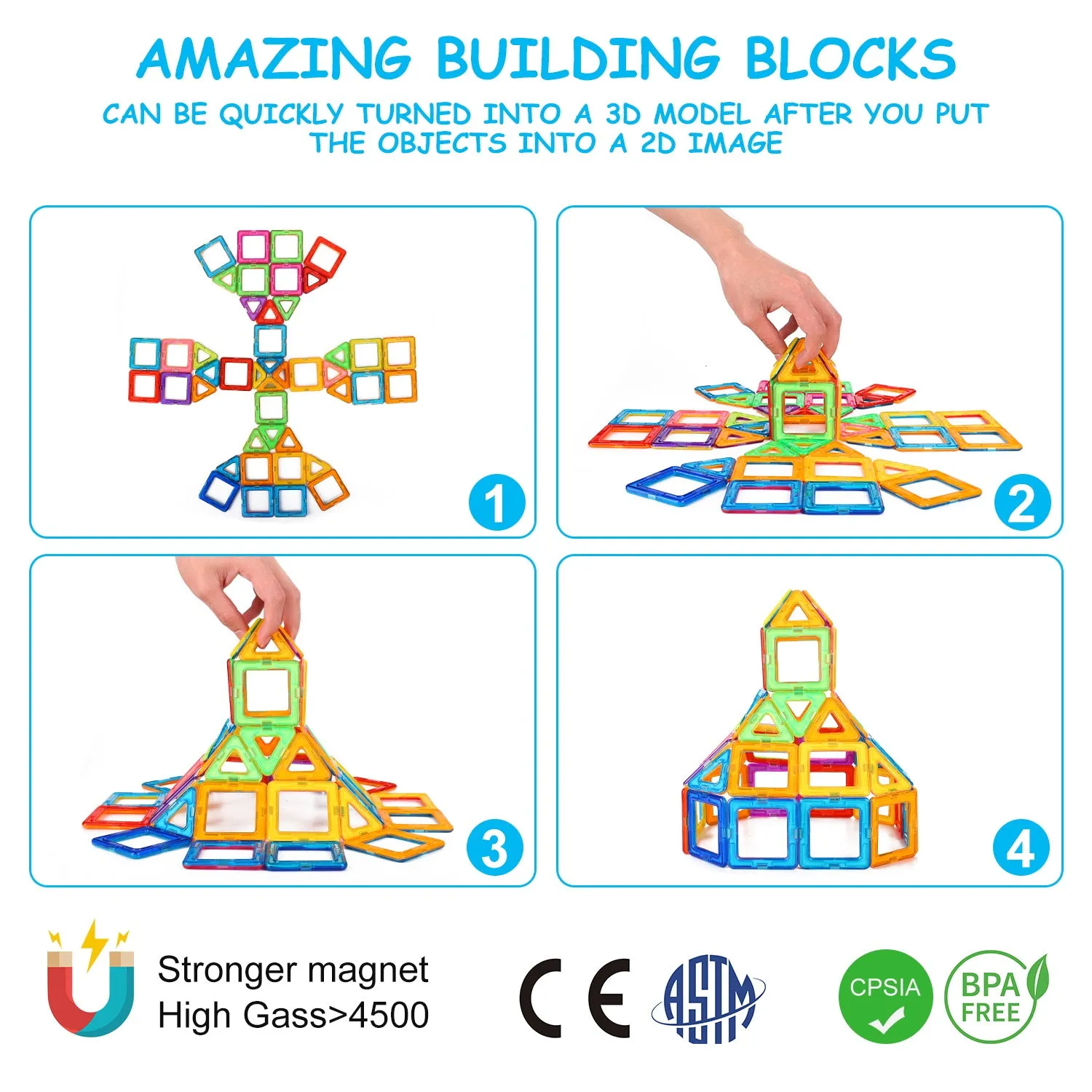 Magnetic Building Blocks Big Size 100 Pcs