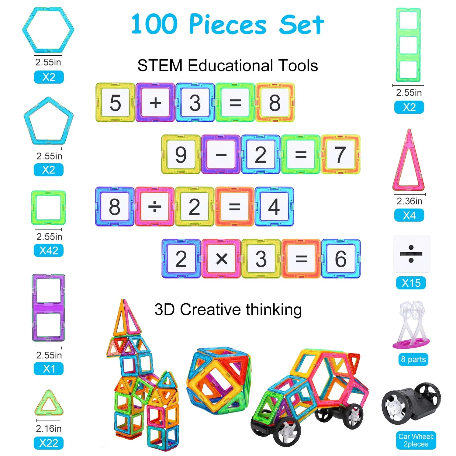 Magnetic Building Blocks Big Size 100 Pcs